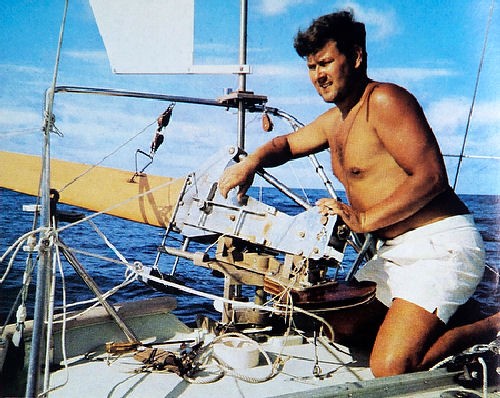 Chay Blyth checking the self-steering gear  © Chay Blyth Archive/PPL
